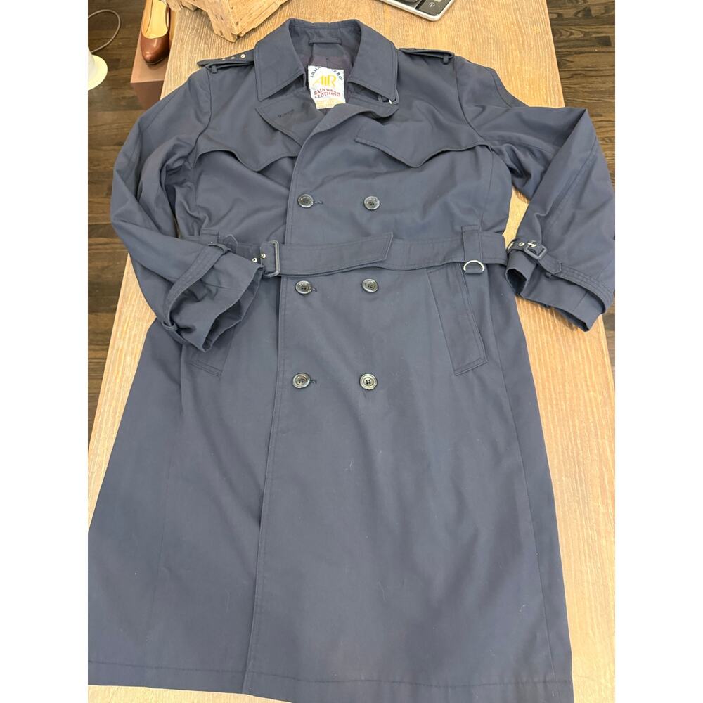 Amanda Leroi ALR Rainwear Navy Rain Coat Jacket Trench Coat US L Euro 52 - Picture 9 of 11